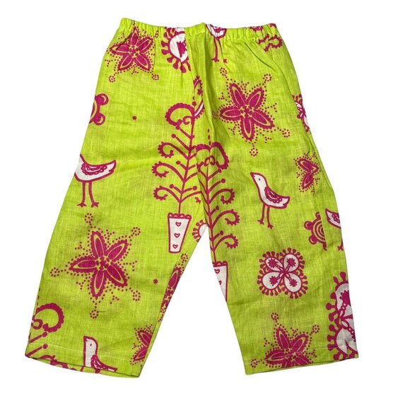 Greggy Girl 2 Pc Outfit Girls Lime Green Pink Linen Flare Top Pants Size 4 - Picture 3 of 9